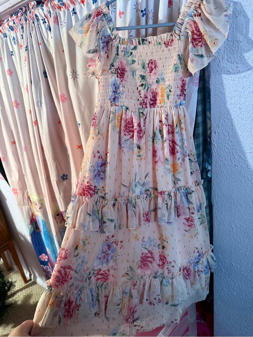 Rare Editions Pink Floral Ruffle Dress